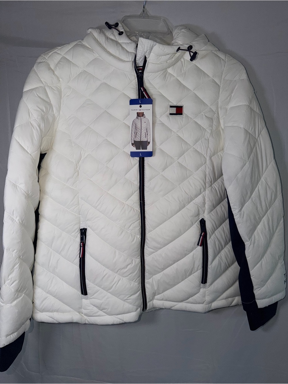 Tommy Hilfiger White Puffy Packable Coat NWT